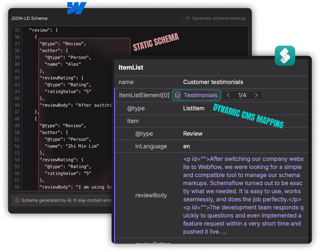 Webflow schema custom code problem